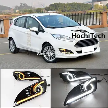 

led drl daytime running light daytime driving /running light, led fog lamp for ford fiesta 2014 2015 yellow turn signals