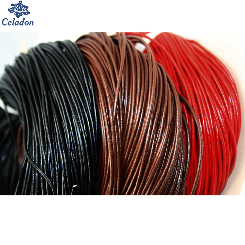 Genuine Round Leather Cord Red 1mm 10 meters Section