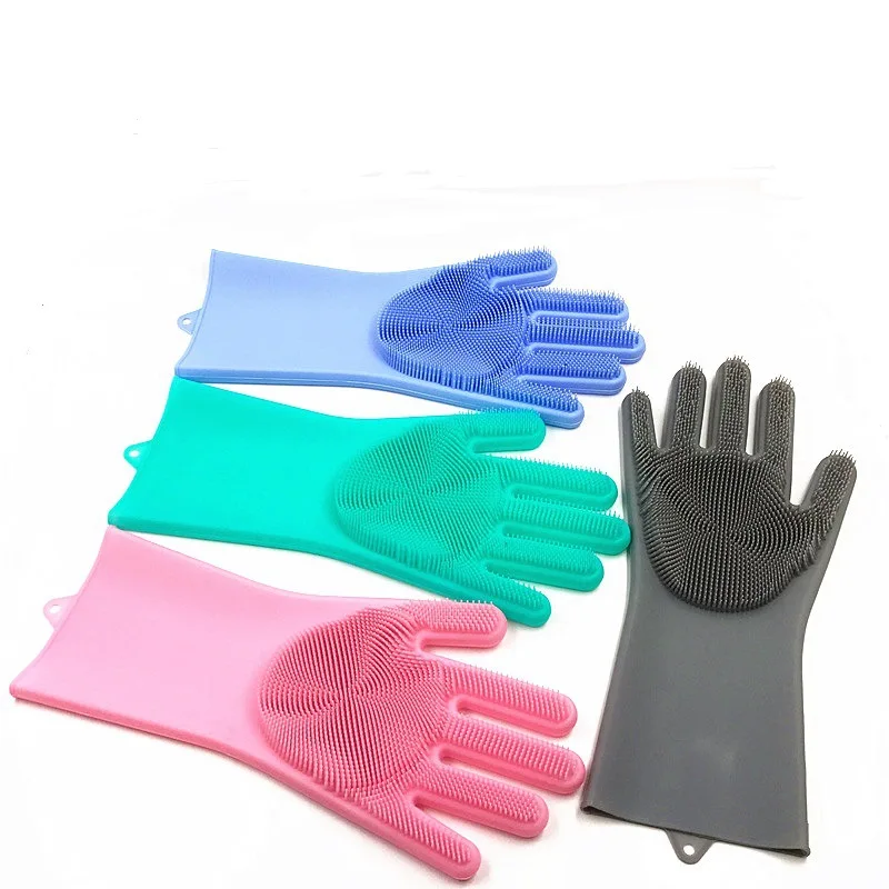 Magic Silicone Rubbe Dish Washing Gloves Eco Friendly Scrubber Cleaning