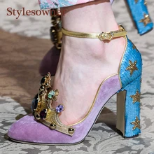 Stylesowner/; женские Роскошные туфли-лодочки на высоком каблуке в стиле ретро; вечерние туфли со стразами и стразами; свадебные туфли