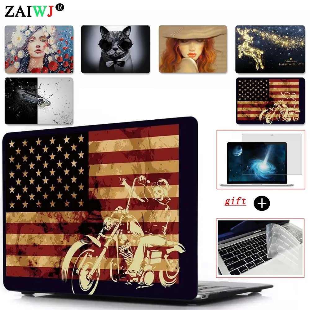 ZAIWJ чехол для ноутбука MacBook Air retina Pro 11 12 13 15 для Mac book New Pro 13 15 дюймов с сенсорной панелью+ крышка клавиатуры