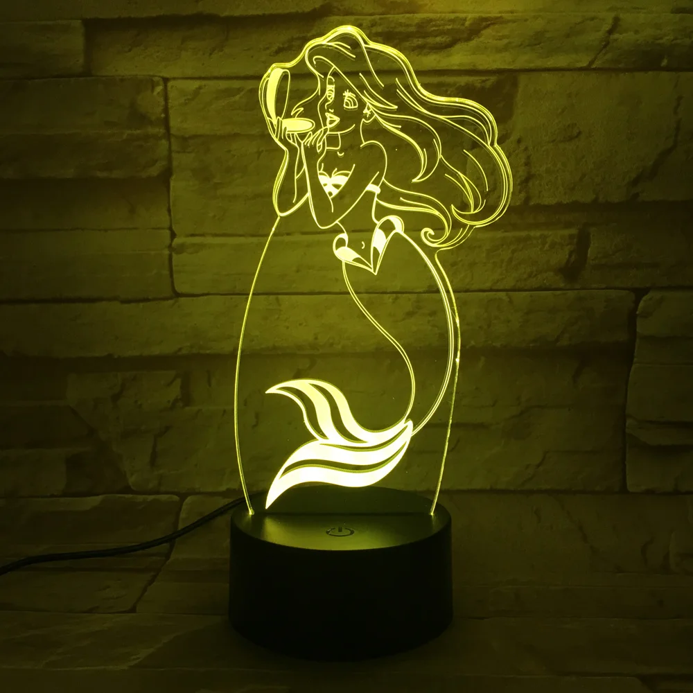 

7 Colors Changeable Cortoon Design Beautiful 3D USB LED Nightlight Touch Switch Lamp For Holiday Kid Gift