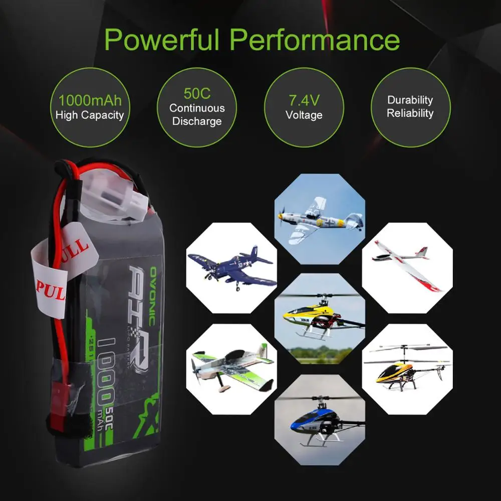 Комплект аккумуляторов 2x Ovonic 7 4 В 1000 мА · ч 50C 100C LiPo 2S с разъемом JST для миниатюрных