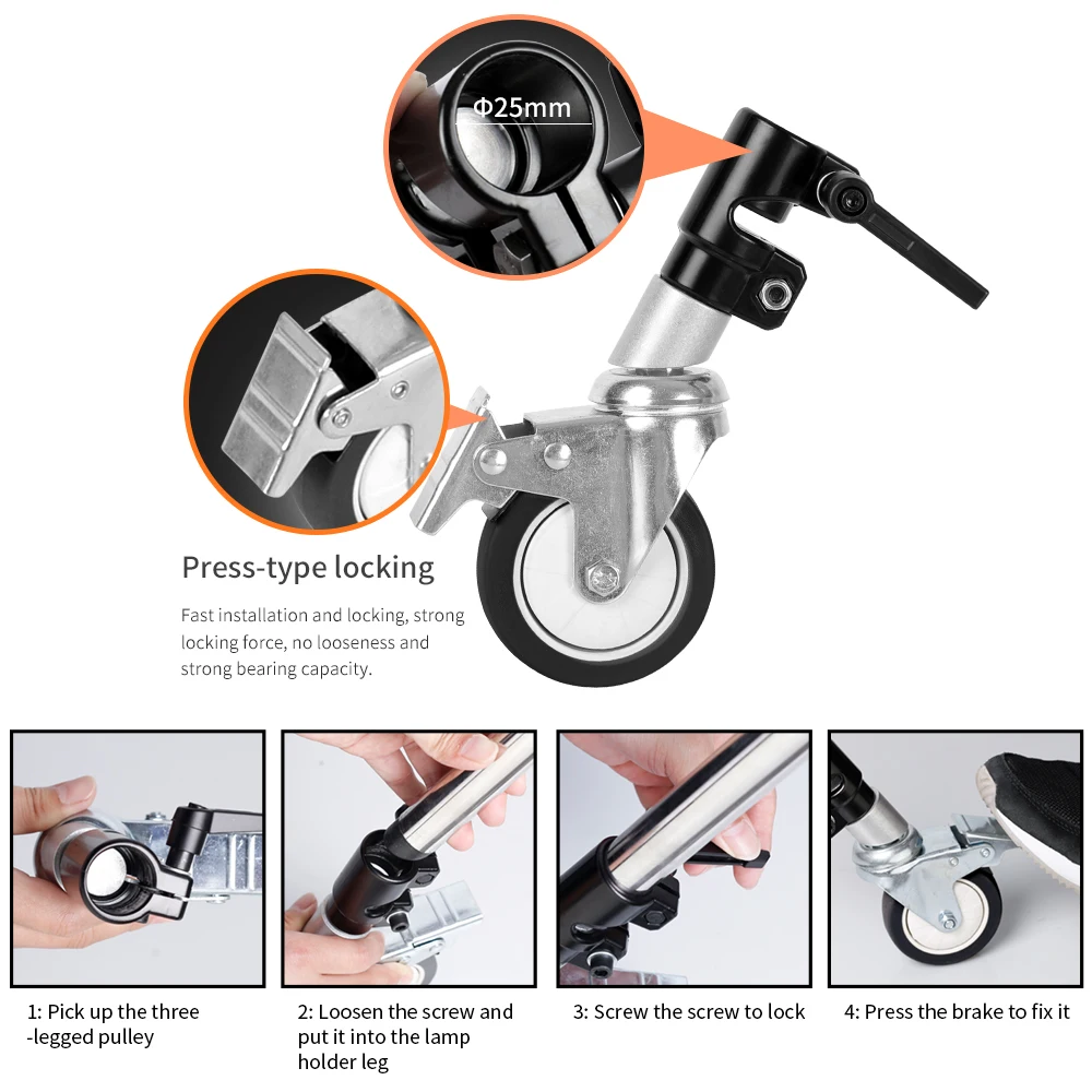  Professional Pro 3 Wheels Multi-function Photography Studio Heavy Lighting Century C Stand Special 