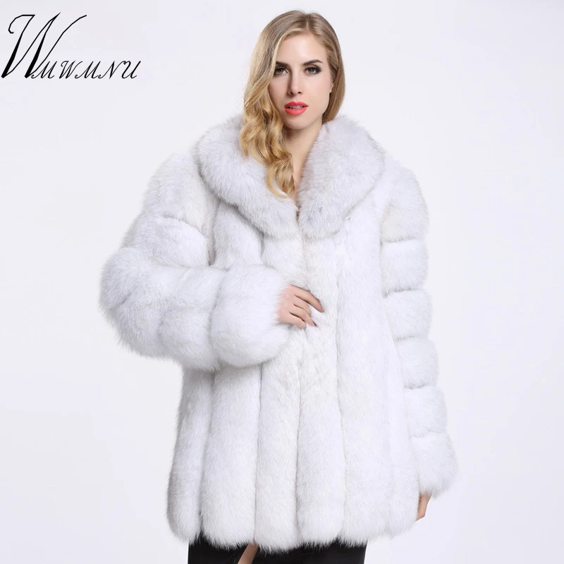

2019 New Luxury Long Faux Fox Fur Coat Women Thick Warm Long Sleeve Winter Coat Plus Size 3XL Fluffy Fake Fur Jacket Coats