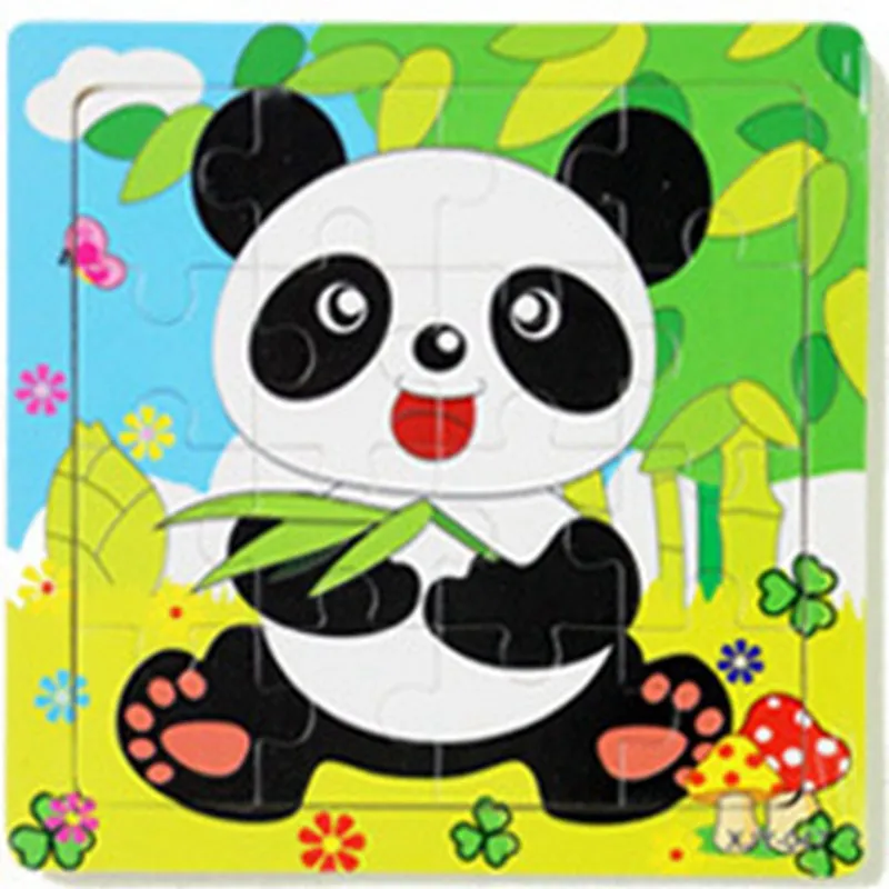 Wooden Puzzle Cartoon panda Toy Educational Developmental Baby Kids Training toy for children