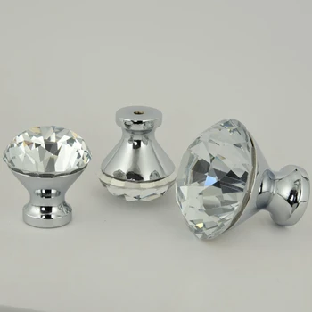 1pcs Crystal M9 glass dril Kitchen Drawer Cabinet Door Handle Furniture Knobs Hardware Cupboard Antique Brass Shell Pull Handles