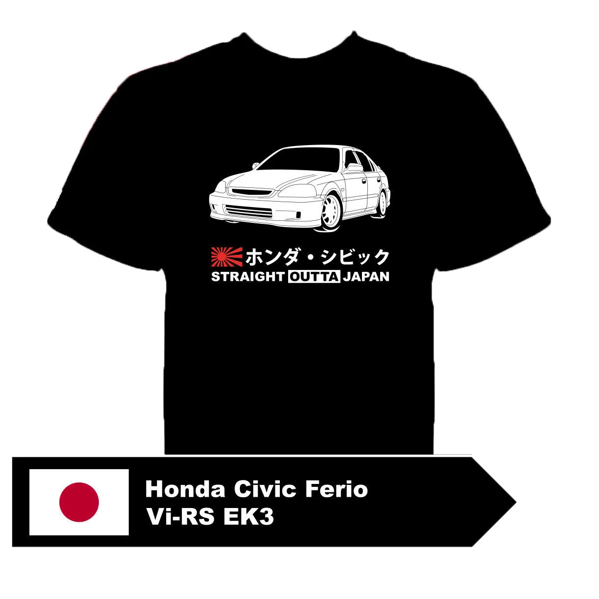 

T-shirt Civic Ferio Vi-RS EK3 T shirt Men Black Short Sleeve Cotton Hip Hop T-Shirt Print Tee Shirts