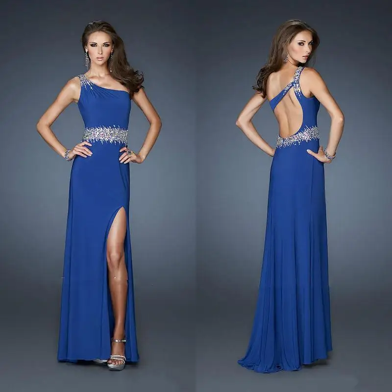 2016 designer dresses cheap royal blue prom dress shiny empire waist a