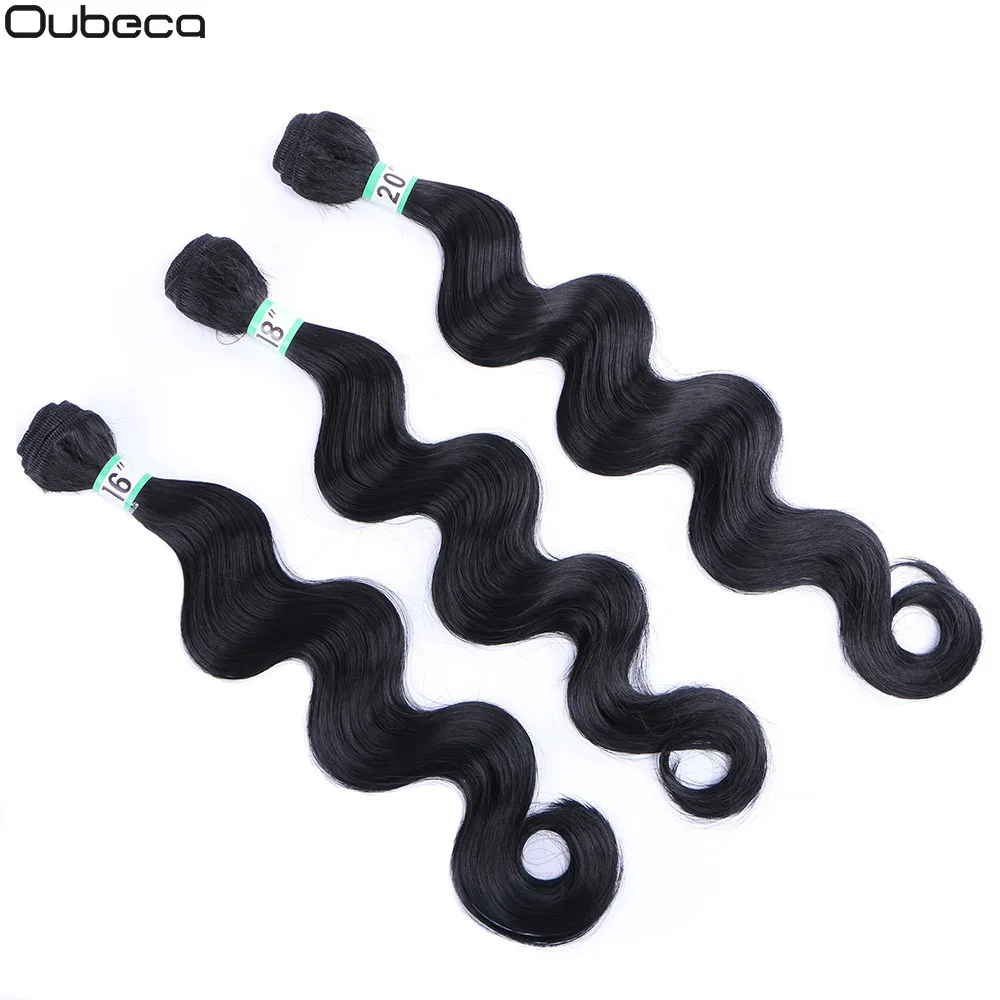 Oubeca 16"18"20" Sew In Synthetic Fiber Hair Weave Bundles Body Wave