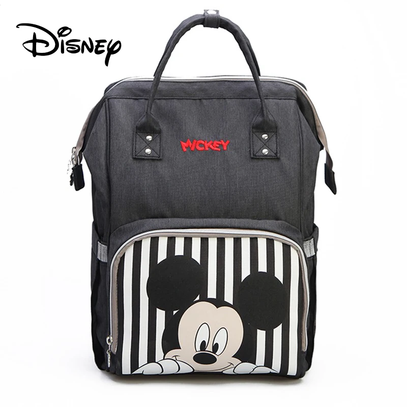 Disney Diaper Bag Backpack for Baby Stroller Cloth Diapers Baby USB Heating for Mommy Cartoon Micky Travel Bag Large Capacity