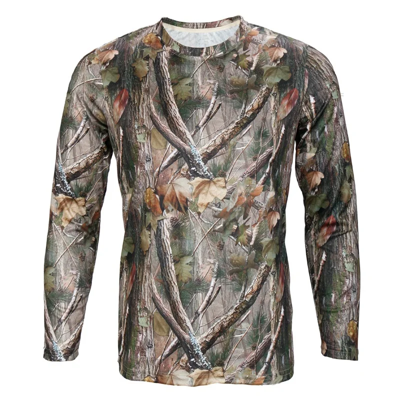 

Bionic Camouflage T-shirt Quick dry Round Neck Long Sleeves Spring Mew Men Outdoor Elastic Breathable Cool