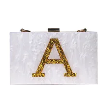 2016 nouvelle or lettres marque de soirée de mode sac magnétique blanc acrylique Épaule Sac mignon Sac À Main parti croix imprimer casual embrayage
