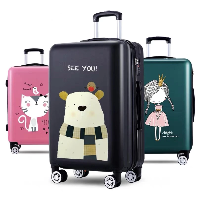 

Women Lovely travel suitcase 20inch boarding box 26 Inch Rolling Luggage girls Spinner Travel bag Trolley Suitcase carry on case