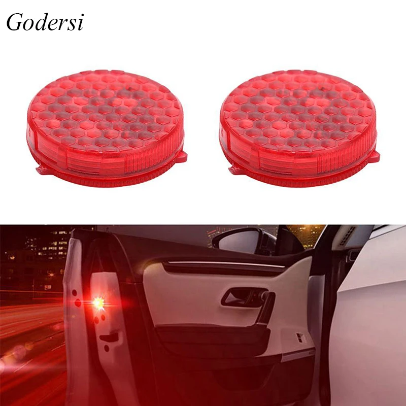 

Safely Light Car Door LED Opening Warning Lamp Red Kit Wireless Anti-collid Signal Light 2pcs Universal Warning Light