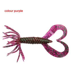 Umbrella Shape Soft Bait Fishing Lure - Grub Double Tail Buzz Jig Head Hook Worm, Set of 5 - 6.5cm 1.8g (Purple)