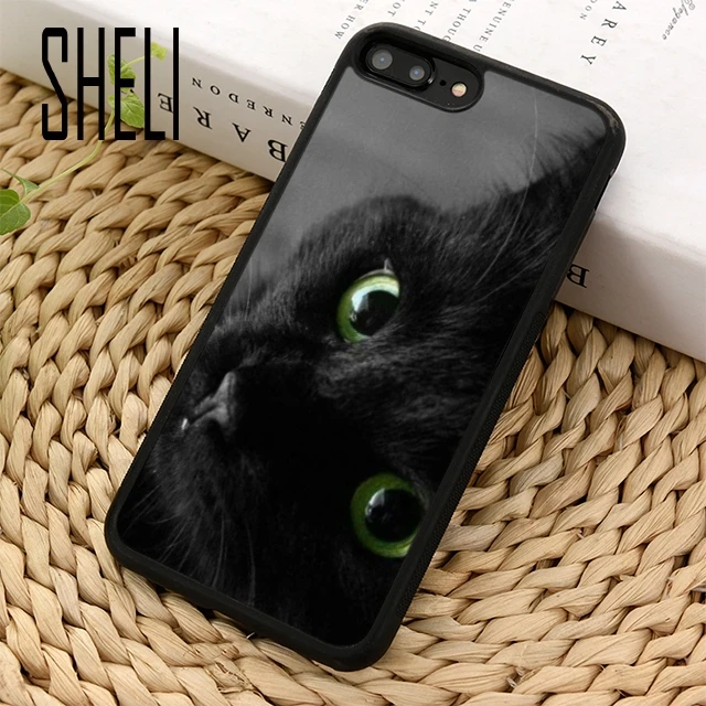 Шели черный кошачий глаз жесткий чехол для телефона iPhone 5 6 6s 7 8 plus 11 pro X XR XS max Samsung S6