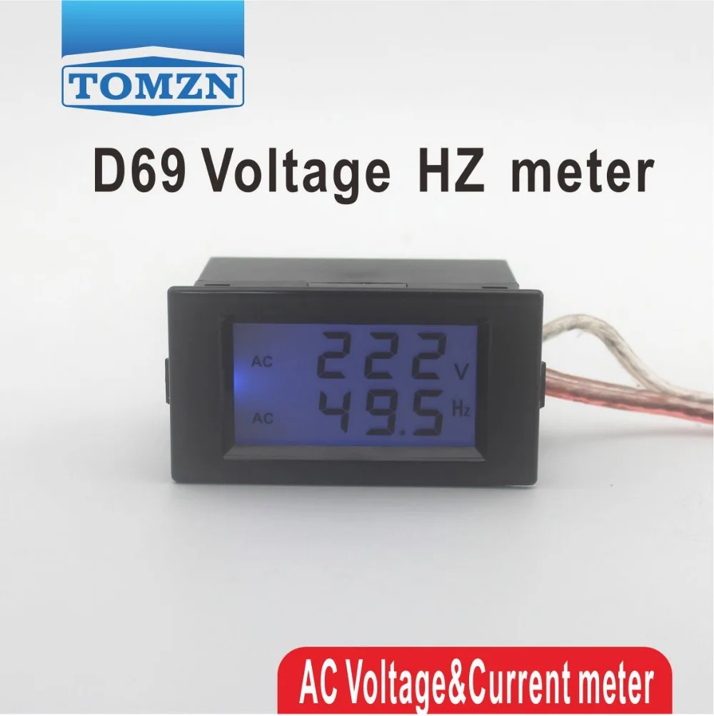 

D69 LCD dual display Voltage frequency meter voltmeter range AC 80-300V 45.0-65.0 Hz Panel Monitor