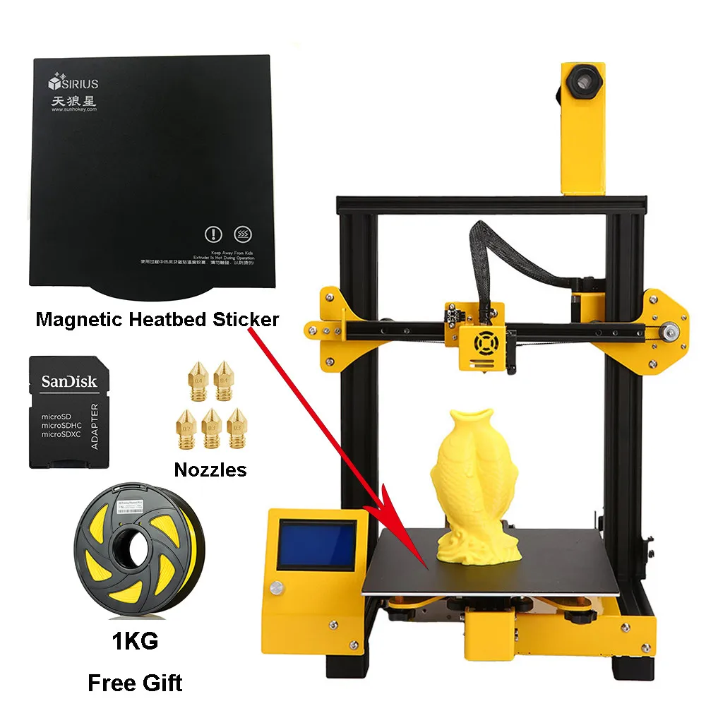 SUNHOKEY Sirius 3d принтер DIY комплект металлический большой размер печати Impresora 3D настольный Авто выравнивание доступны