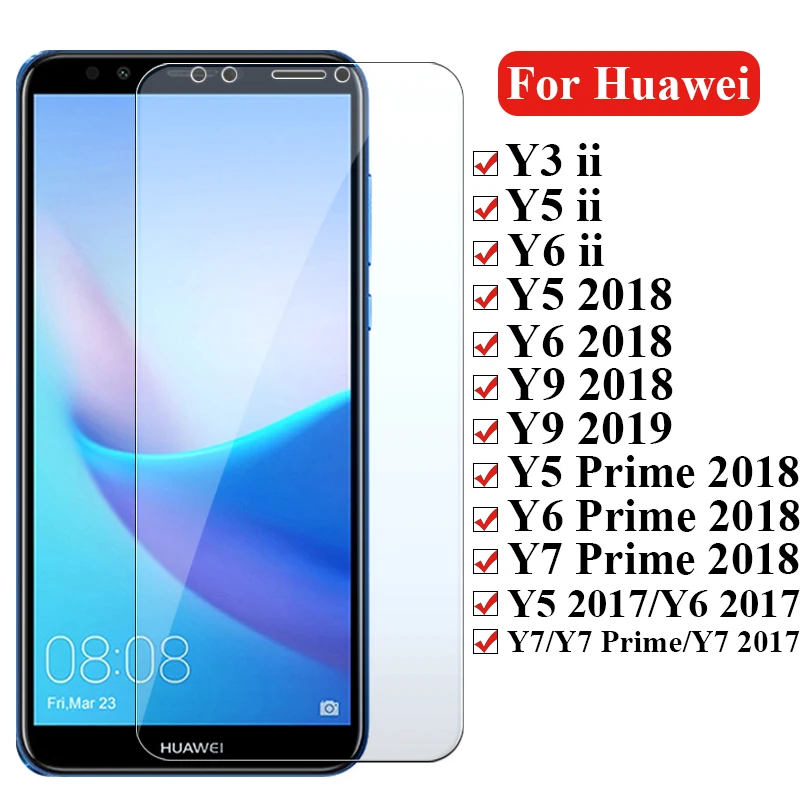 Защитное стекло для huawei y5 y6 y7 prime 2018 Защитная пленка экрана 2017 y9 2019 y3 ii закаленное