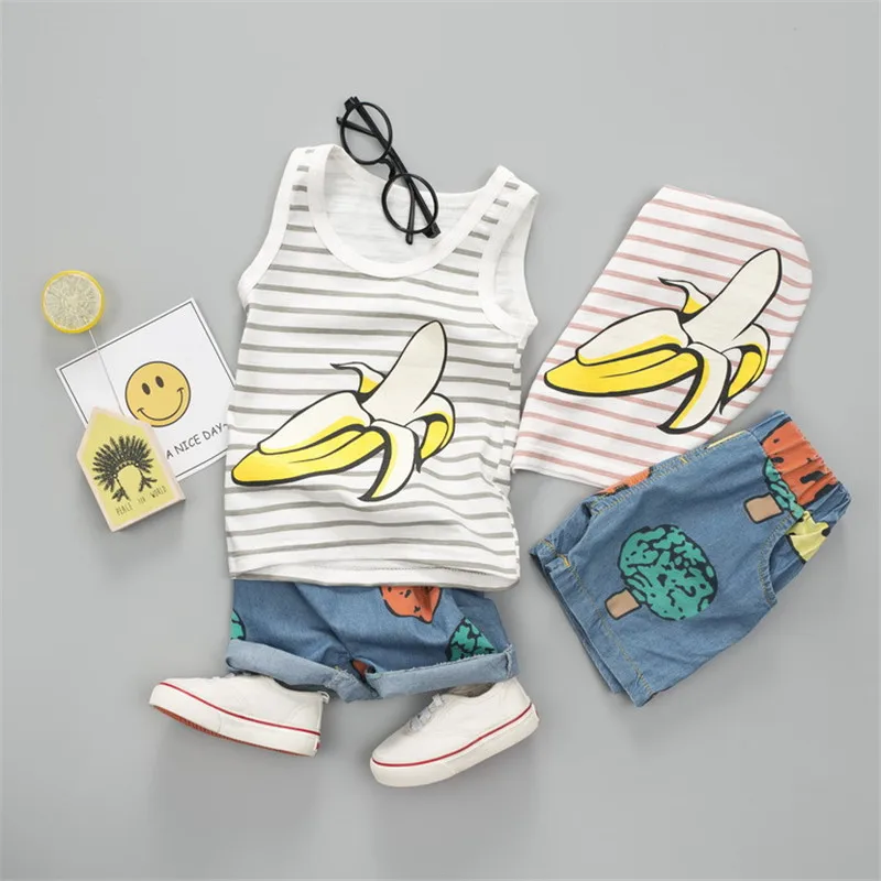 

Infantil Toddler Newborn Kids Baby Boys Cartoon Banana T shirt Tops Shorts Pants 2PCS Casual Outfit Clothes 2019 Summer suit Set