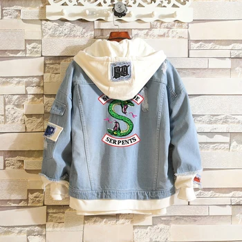 

Riverdale 2019 Kpop Denim Jean Stitching Jacket Coat Harajuku Bangtan Boy Jimin Suga Jungkook Clothes fans Riverdale Hoodies