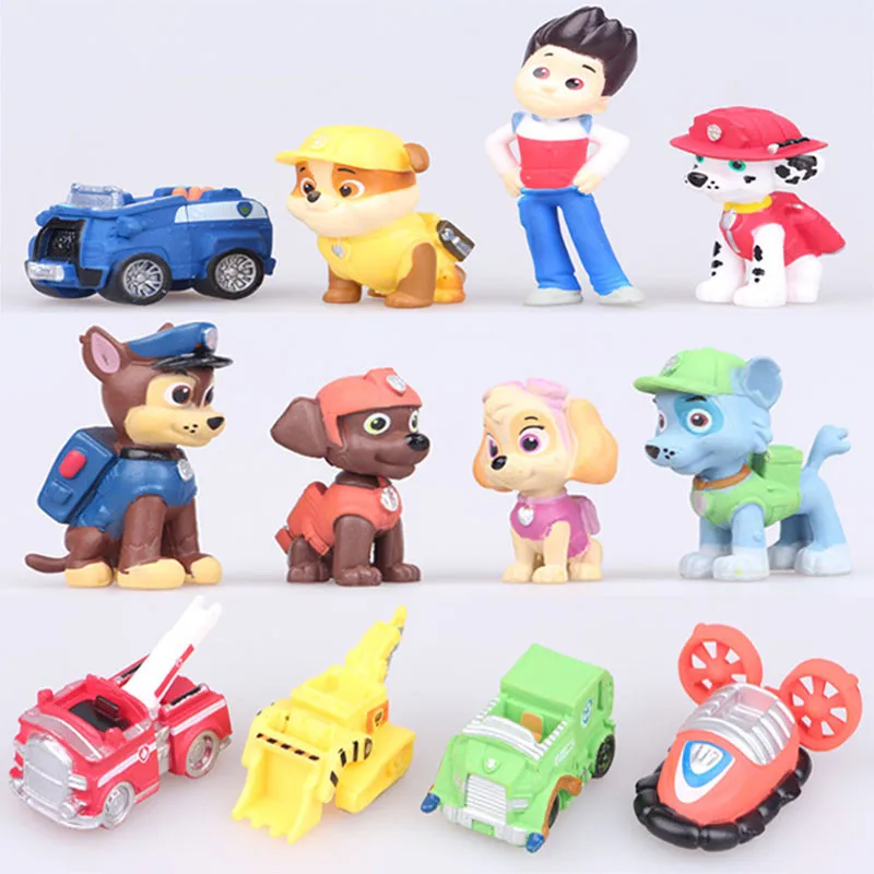 12pcs/lot Paw Patrol Puppy Dogs Toys Action Figures Canine Toys Model Kid Canina 