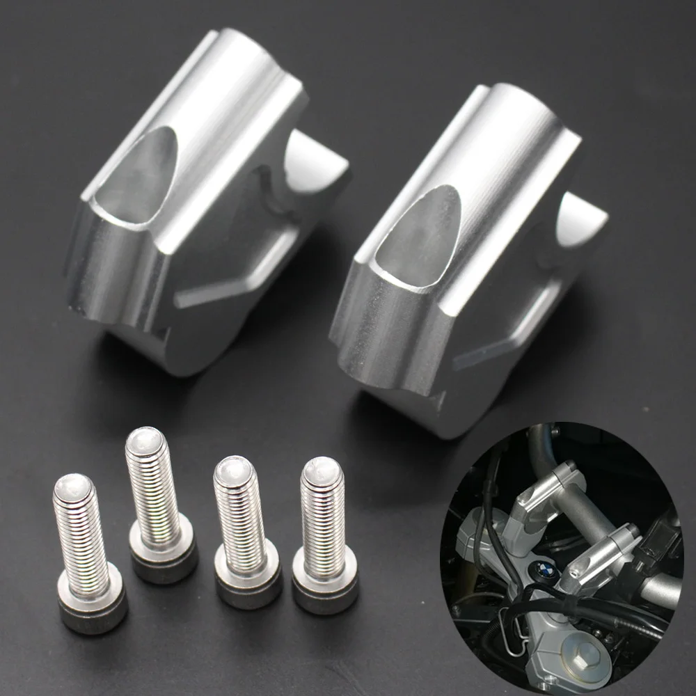 

Mayitr 2PCS CNC Machining Handlebar Risers Bar Clamp Extend Adapter With Bolts for BMW F700GS F650GS F800GS F800R F800GT