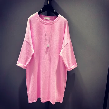

100% cotton women t-shirts 2019 summer new solid long sleeved o-neck office lady elegant casual top tees fashion outwear tops