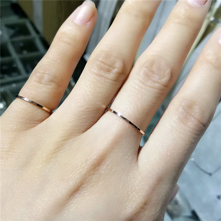 Модный бренд YUN RUO розовое золото серебряный цвет Супертонкое кольцо для женщин