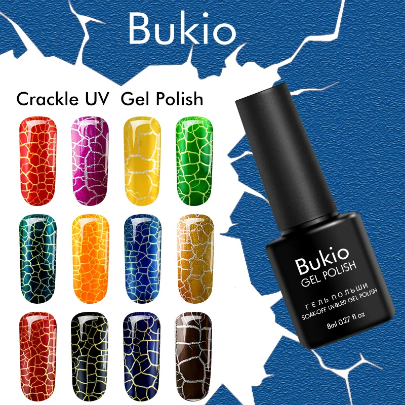 

Bukio Gitter Crack Shatter Style Nail Polish Healthy Gellak Semi-permanent Uv Hybrid Varnish Lacquer Set 8ML Gel Polishes Sale
