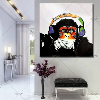 

Unframed Hand Painted Oil Painting On Canvas Music Gorilla Home Decoration Modern Abstract Animal Oil Painting Wall Picture