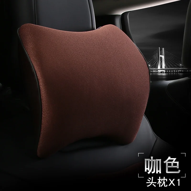 

KKYSYELVA 1PCS Space Memory Foam Car Neck Pillow Head restraint in the car Headrest pillow automobile Auto neck pillow leather