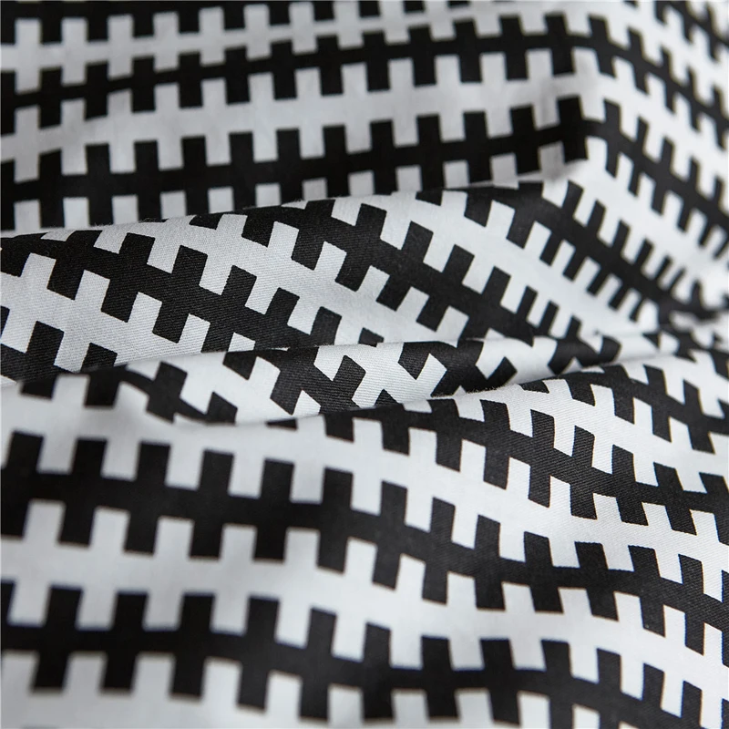 EHOMEBUY الحديثة الفراش مجموعات أسود أبيض غطاء لحاف سادات هندسية مخطط المنزل فندق غرفة نوم الفراش مجموعات جديد وصول