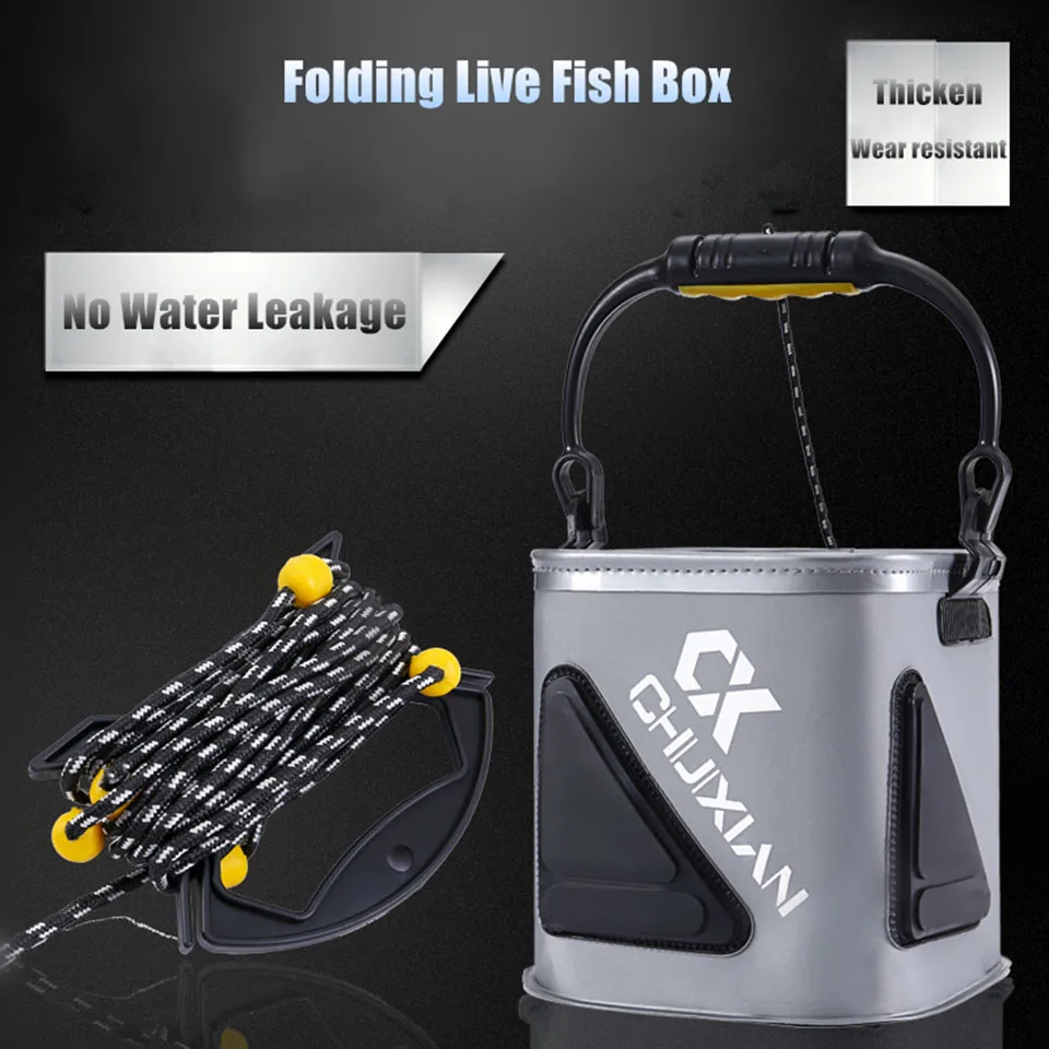 Preise SPAZIERGANG FISCH Faltbare EVA Angeln Tasche Dicke Angeln Eimer Live Fisch Box Mit 5 M Seil Camping Wandern Wasser Container pan Becken