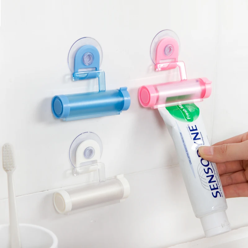 WHISM Plastic Rolling Squeezer Toothpaste Dispenser Tube Partner Sucker Hanging Holder Home Bathroom Accessories