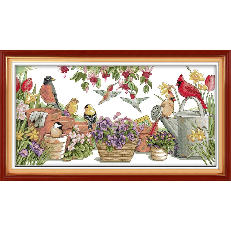 

Joy Sunday Cross-stitch embroidery kits, cross stitch kit, Needlework, Print Bird park seam mulina canvas for embroidery