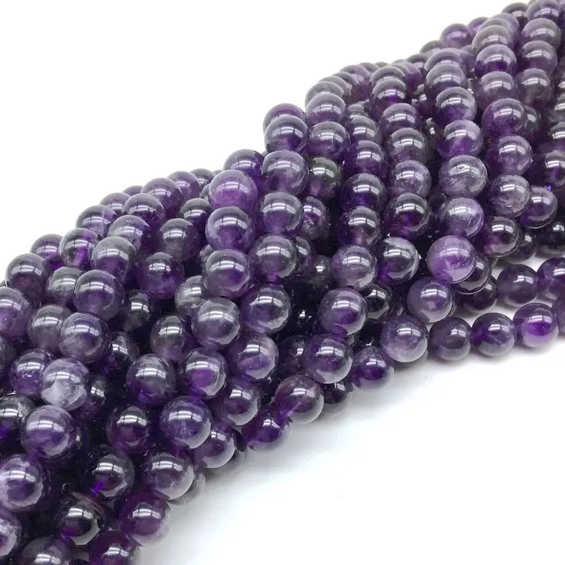 

Natural Amethysts Stone Beads Loose Spacer Round 4 mm 6 mm 8 mm 10 mm 12 mm DIY Bracelets Necklaces Woman Jewelry Supplies