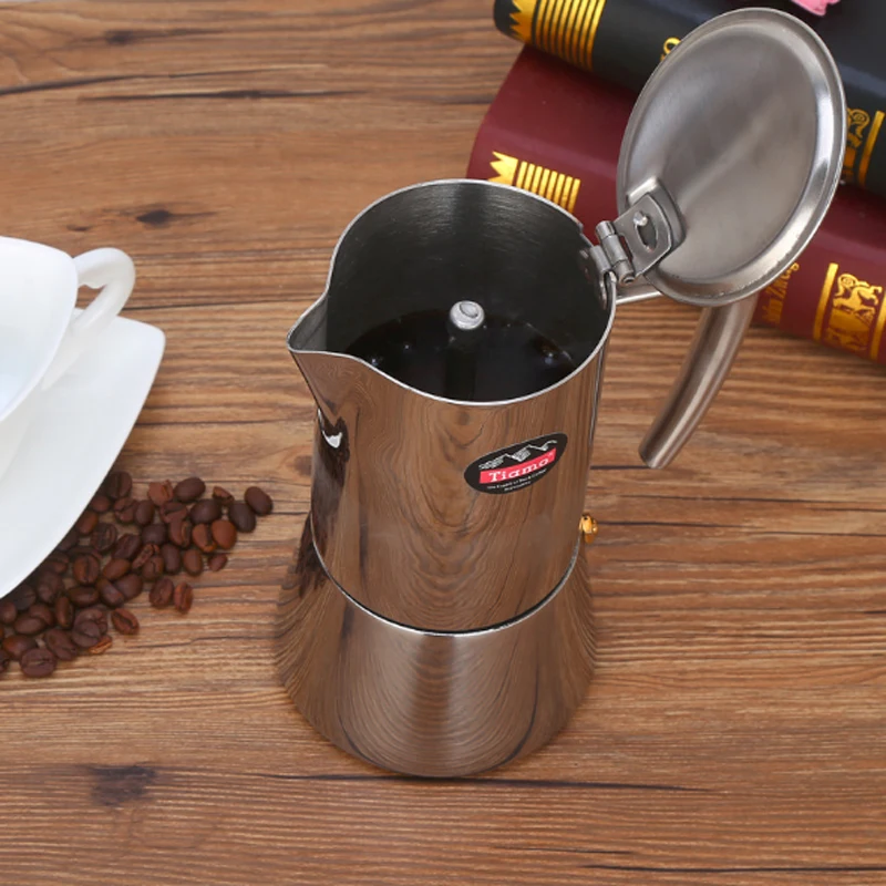 Goedkoop Koffie Pot 200 ML 300 ML Mokka Pot 304 # Rvs Koffiezetapparaat Keuken Koffie Percolator Mokka Pot drinken Waterkoker