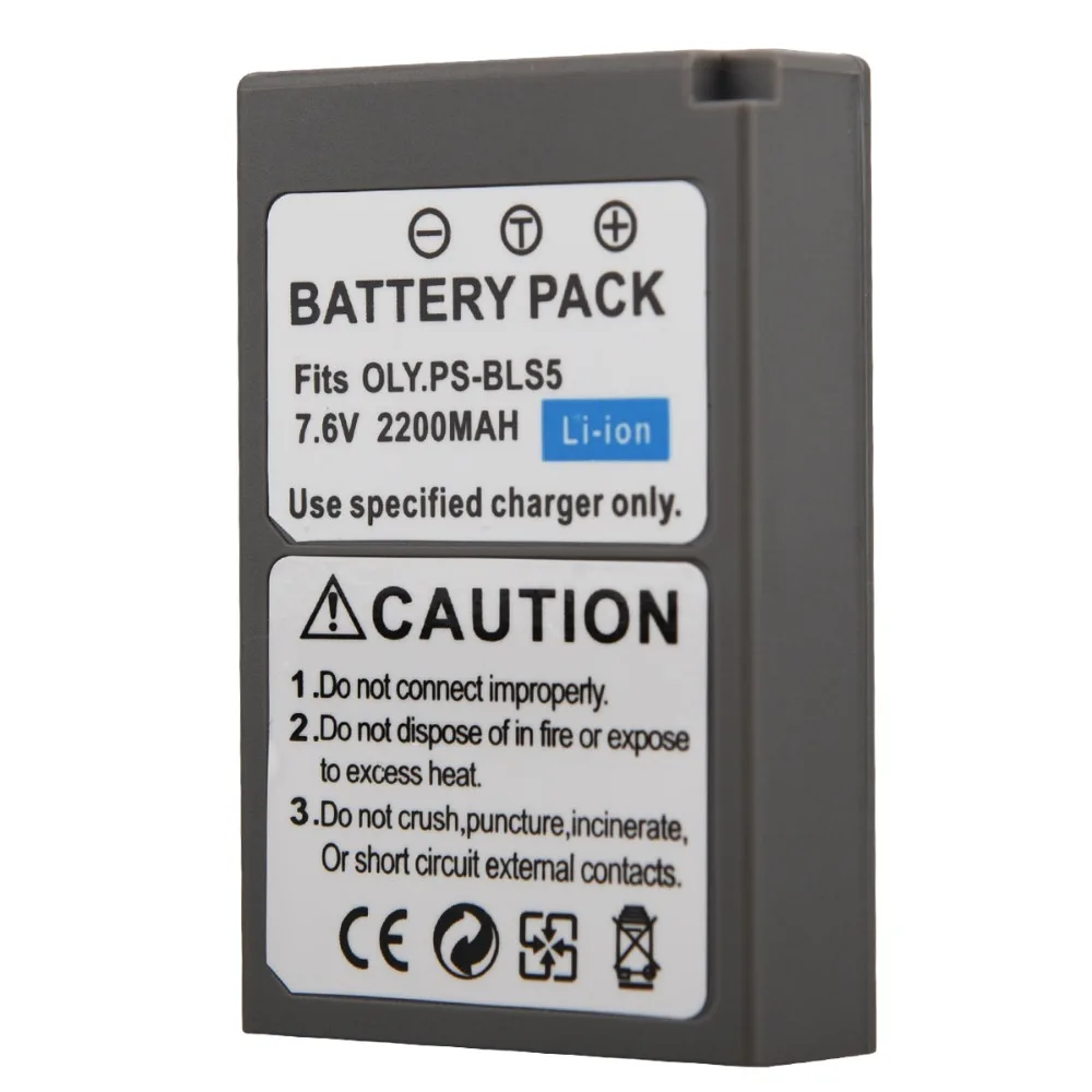 

1pc 2200mAh PS-BLS5 BLS-5 BLS5 BLS-50 BLS50 Battery for Olympus PEN E-PL2,E-PL5,E-PL6,E-PL7,E-PM2, OM-D E-M10, E-M10 II, Stylus1