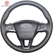 LQTENLEO черная искусственная кожа чехол на руль для Ford Focus 3- Kuga Escape C-MAX Ecosport- Eco sport