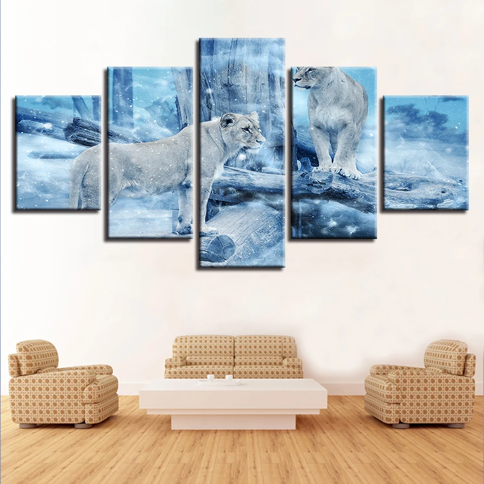 Modern Print Painting Home Decoration Canvas 5 Panel Animal Lion Framed Abstract Wall Art For Living Room Modular Picture Abstract Wall Art Wall Artprints Painting Aliexpress