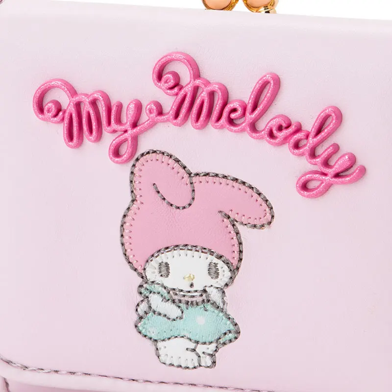 Милый кошелек с тремя сложениями и рисунком из мультфильма My Melody, короткий розовый кошелек с бантом из искусственной кожи, зажим для денег, маленькие кошельки для женщин и девушек