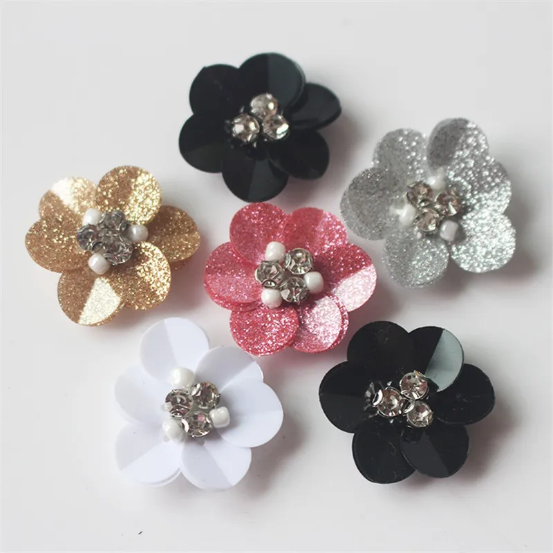 

AHYONNIEX 10PCS Sew on 2.5cm Flower Patch Rhinestones beads patch applique beading sequins applique clothes shoes bags DIY
