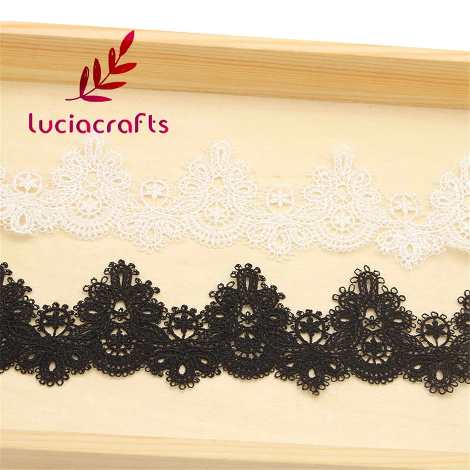 Lucia crafts 1 ярд 5,4 см белый/черный цветок вышивка кружева для свадебное платье украшения DIY Швейные аксессуары N0507