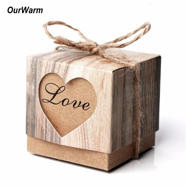 Ourwarm 100pcs Candy Box Wedding Gift For Guests Paperboard Gifts Ourwarm 100pcs Candy Box Wedding Gift For Guests Paperboard Gifts Bags With Burlap Twine Vintage