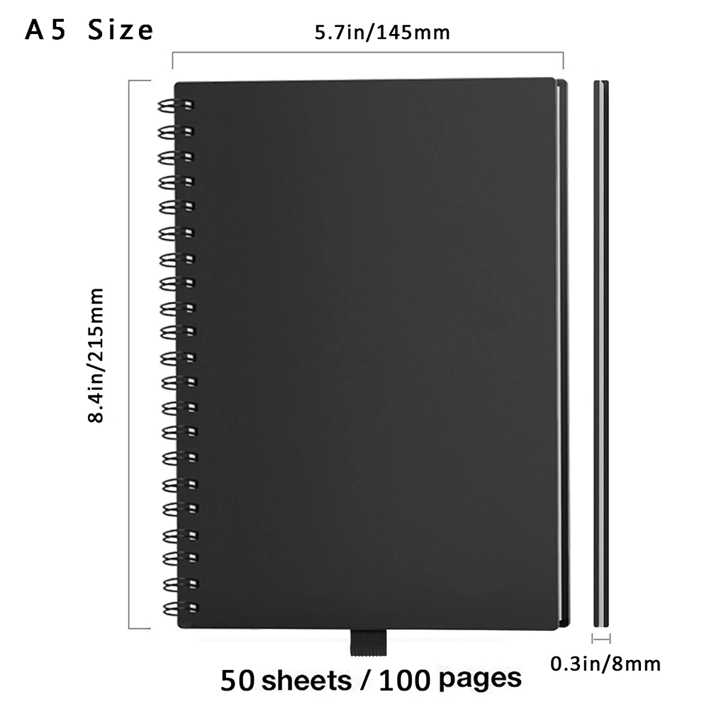 A5/B5 блокнот дневник журнал Смарт многоразовые стираемые спираль офис школы путешественников черный с 15s стираемая гелевая ручка рисунок подарок