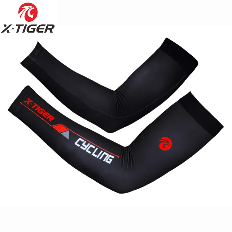 X-Tiger лайкра быстросохнущая защита UV400 рукава для бега дышащие баскетбольные рукавицы спортивные перчатки для велоспорта - Цвет: Black Red