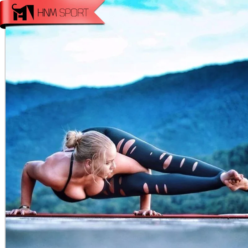 

Yoga Pants Women Breathable 2018 New Sexy Gym Black Running Slim Tights Fitness Elastic Comprehension Sports Leggings Jogger