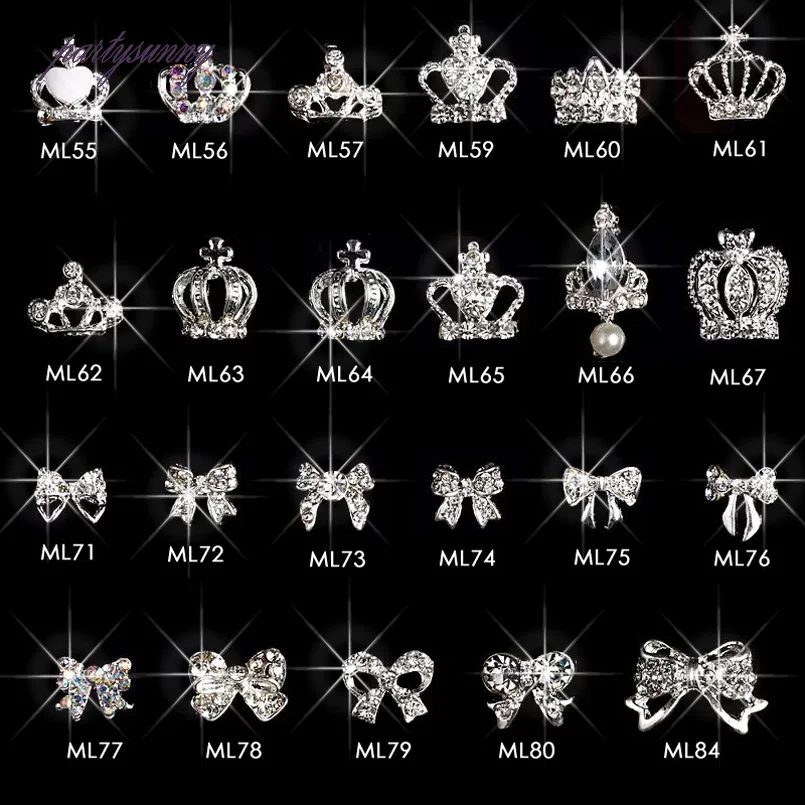 PF Nail Art Сплава Стразы для Ногтей Отделкой Маникюрный Корона Наклейки Стразами